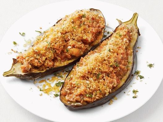 Foto, plněný, lilek, plněný, s, krůta, a, quinoa