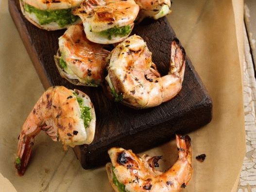 Foto obří krevety plněné koriandrem a chilli