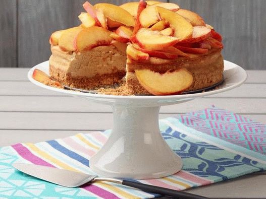 Tvarohový koláč s broskvemi v pomalém sporáku