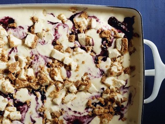 Photo Zmrzlina s borůvkovým tvarohovým koláčem bez zmrzliny