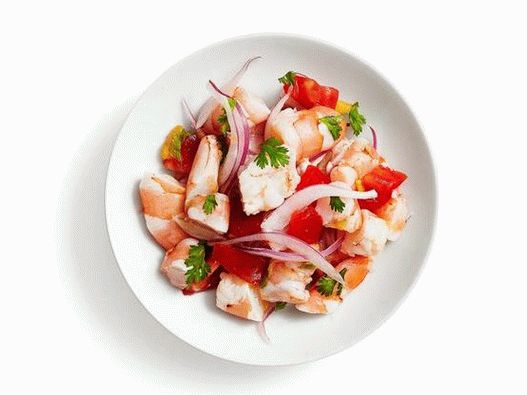 Photo Pikantní krevety ceviche s rajčaty