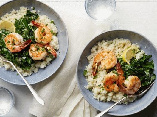 Photo Zeleninová kaše z květáku a smažené krevety (dieta Celá30)