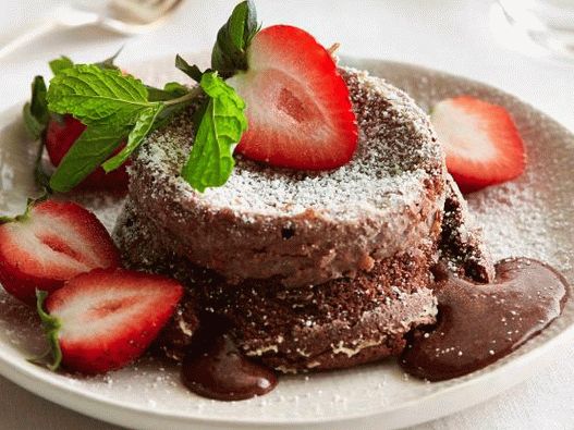 Foto čokoládový fondant s ovocem