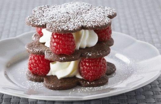 Fotografie, čokoláda, shortbread, s, maliny