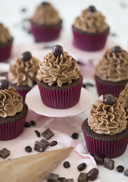 Foto čokolády a kávy cupcakes