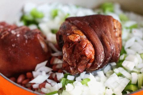 Photo, kubánský, dušený, vepřová šunka, s, fazole