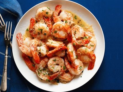 Foto smažené krevety s česnekovou omáčkou